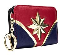 Captain Marvel Carol Danvers Cosmic Kree Style de Costume Porte-Monnaie Clutch avec Poche à Monnaie & Porte-Cartes, Rouge