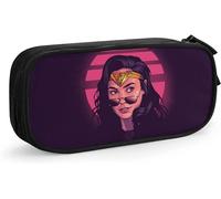 Captain Marvel Étui À Stylos Grande Capacité Étui À Crayons Double Fermeture Éclair Organisateur De Papeterie Sac De Papeterie Sac À Cosmétiques Rose-Noir