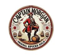 Captain Morgan Plaque murale originale en métal épicé de style vintage pour maison, bar, jardin, 20,3 x 20,3 cm