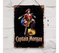 Captain Morgan Rum Réplique de plaque en métal vintage en métal - Décoration en métal - Autocollant mural vintage - 19,8 x 30 cm (L x l)