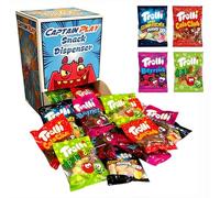 CAPTAIN PLAY Candy Snack Dispenser - Mix Trolli, 40 sachets emballés individuellement, 4 variétés, 800g, bonbons école