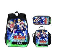 Captain Tsubasa - ensemble de 3 sacs à dos, trousse à crayons, sac isotherme, durable, tendance, polyvalent, pour l'école, pour garçons et filles, meilleur cadeau d'anniversaire 2