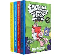 Captain Underpants Full Colour illustrated Series by Dav Pilkey 4 Books Collection Set (Two Pant-tastic Book 1-2, Two Wedgie-Powered Book 3-4, Two Turbo-Charged Book 5-6 & Two Super-Heroic Book 7-8)