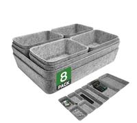 Captainfive 8-Pièces Organisateur Tiroir, Rangement Tiroir en Feutre Écologique, Rangement Maquillage Monobloc, Adaptées à Bureau, Table de Maquillage, Armoire et Commode (Gris Clair)