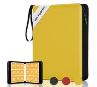 CaptainFive Classeur Cartes, 900 Pochettes, 50 Pages Album Carte, Livre Carte avec Couverture en Cuir (Jaune), Pochette zippée pour cartes, Protection pour cartes de jeu