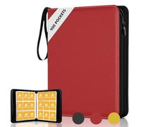 CaptainFive Classeur Cartes, 900 Pochettes, 50 Pages Album Carte, Livre Carte avec Couverture en Cuir (Rouge), Pochette zippée pour cartes, Protection pour cartes de jeu