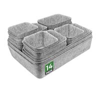Captainfive Lot de 14 organiseurs de tiroirs pour commode de 80 cm, boîtes de rangement empilables en feutre, système d'organisation de tiroirs pour bureau, coiffeuse, table de chevet, placard