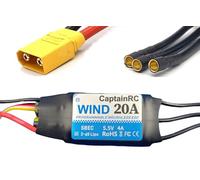 captainrc ESC 20 A avec contrôleur de vitesse électrique BEC 2-4S 5,5 V/4 A avec prises XT60 et prises Bullet 3,5 mm pour avion fixe Wing Airplane/RC Drone Airplane/moteurs sans balais