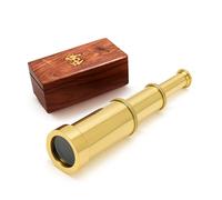 Captains 6 Brass Handheld Mini Telescope with Wooden Box Nautical Collectibles by Krishna Mart India