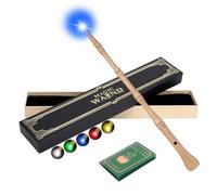 CaptainWiz Baguette magique lumineuse pour enfants 5 éclairages statiques | Baguette en résine USB-C rechargeable pour collection sorcière Cosplay fête anniversaire avec coffret cadeau et livre de