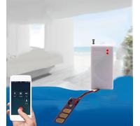 Capteur de fuite d'eau sans fil pour système d'alarme | Détecteur RF 433 MHz avec transmission longue portée | Inondation de sécurité ABS blanc pour la maison, le jardin, les fils et câbles