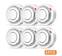 Capteur de fumée intelligent WiFi Tuya, 6 paquets, contrôle par application Smartlife, alarme de fumée 85db, alarme de Site, prend en charge Alexa et Google Assistant-Blanc