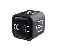 Capteur de gravité Minuteur d'exercice Cube Minuteur Vibration et Mute Minuterie personnalisée 5/10/30/60 minutes pour le travail, les études, la cuisine (Noir)