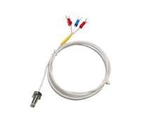 Capteur de haute température PT100, fil PTFE for Thermocouple, 0.5M 1M 2M, sonde à filetage à tête plate M3 M4 M5 M6 M8 for Pipeline(M3 Thread Probe,0.5M Wire)