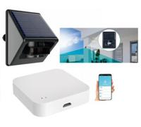 Capteur de mouvement PIR solaire connecté compatible ZigBee avec passerelle wifi Luminea Home Control