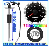 Capteur de niveau d'eau 0-190 Ohm, jauge de niveau d'eau 52 mm avec indicateur de réservoir d'eau à LED 7 couleurs pour bateau, yacht, voiture 12V/24V 250mm SensorXGauge