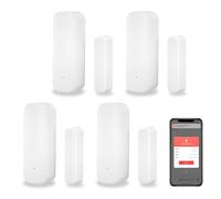 Capteur de Porte WiFi, capteur de fenêtre de Porte Tuya, Alarme en Temps réel de capteur de fenêtre Compatible avec Alexa Google, capteur de Contact Ouvert de Porte de sécurité à Domicile (4 Paquet)