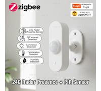 Capteur de présence humaine Radar MmWave 24G + capteur de mouvement PIR lumière température humidité USB/alimenté par batterie prise en charge Tuya Zigbee Z2M 24G TH for Tuya