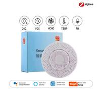 Capteur de qualité de l'air intelligent Tuya Zigbee/WiFi, boîtier intelligent, mesureur de CO2, de formaldéhyde, de COV, de température et d'humidité, compatible avec Alexa et Google Home WiFi Version