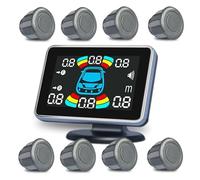 Capteur de recul pour voiture - 8 capteurs de stationnement - Radar de recul - Électronique - Kit d'aide au soutien - Buzzer - Capteur de stationnement (rouge) (gris)