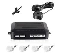 Capteur de Recul Voiture, Aolead Radar Recul Voiture Auto Système Parcage avec Bibi Buzzer Alarme et 4 Capteurs - Blanc