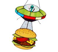 Capteur de Rêves OVNI, Attrape-rêves de fenêtre extraterrestre | Décoration de hamburger d'abduction d'OVNI acrylique tacheté - Décoration unique de panneau de porte, ornements suspendus
