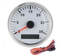Capteur De TachymèTre De Bateau 85 Mm / 3,3 Pouces Jauge TachyméTrique Ip67 12 V / 24 V LumièRe Rouge Avec éCran Lcd Compteur Horaire De Service 3000 Tr/Min Cadre Argenté Cadran Blanc