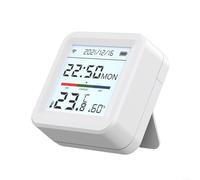 Capteur de température et d'humidité intelligent WiFi pour Tuya, surveillance en temps réel avec écran LCD, montage mural ou support, interrupteur Celsius/Fahrenheit, blanc