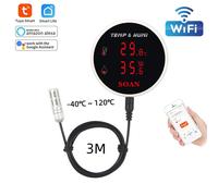 Capteur de température et d'humidité Tuya WiFi, sonde externe, écran LCD, alarme à distance, intérieur, hygromètre thermique, Smart Life, 3m US Plug