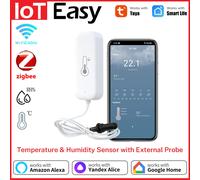 Capteur de température et d'humidité Tuya WiFi Zigbee avec sonde externe, thermomètre intelligent, hygromètre, fonctionne avec Google Home Smart Life