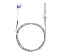 Capteur de température étanche RTD PT100 - Jaybva en acier inoxydable 3 fils thermistor sonde pour contrôleur de température PID NPT 1/4" filetage de tuyau avec isolation de fil de blindage 0~500C