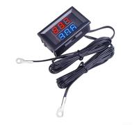 Capteur de température numérique avec affichage LED et double sonde métallique de 1 m pour réfrigérateur, climatiseur, étang, bain de bain, surveillance de l'eau DC 4-28 V (rouge bleu)