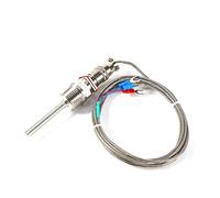 Capteur de température RTD PT100, sonde à filetage NPT 1/2", avec câble de 2 mètres, capteur étanche en acier inoxydable pour la surveillance industrielle de la température - de 50