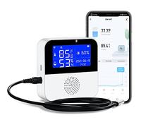 Capteur de température WiFi avec échantillon externe étanche, moniteur d'humidité intelligent Tuya avec écran LCD rétroéclairé, alarme buzzer et alerte de notification d'application, moniteur à