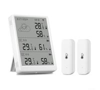 Capteur d'humidité compatible avec Tuya LCD WiFi 100 m de portée, prend en charge plusieurs capteurs, surveillance à distance (1 moniteur + 2 capteurs)