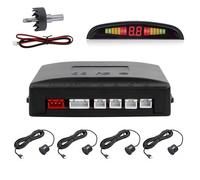 Capteur Radars de Recul Voiture, 4 Arrière Capteurs Système de Radar de Stationnement Voiture Aide au Stationnement Avant Arrière avec Buzzer Affichage LED Universels Reversing Sensors
