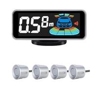 Capteur Stationnement PDC Kit De Capteur Stationnement Rétro Éclairé Système D'affichage LED Parktronic Moniteur Sauvegarde Assistant Détection Alarme 4 6 8(Silver sensors,6 sensors)