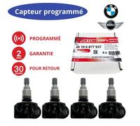 Capteur TPMS pression pneus BMW 433MHz préprogrammé - valve pour jantes alu/tôle, compatible Série 1/2/3/4/5/7/Z4/X/M/MINI