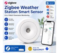Capteur UV Zigbee 3.0, Pression Atmosphérique, Luminance, Température, Station Météorologique, Capteur Sans Fil, Automatisation Intelligente pour Zigbee2MQTT