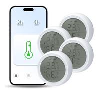 Capteur ZigBee 3.0 Température & Humidité (Mini) - Thermomètre Hygromètre, nécessite gateway (pas de Hub), non compatible Fritz!Box, LCD, alertes App, Alexa/Google Home/Tuya