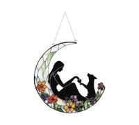 Capteurs de lumière pour fenêtre | Puzzle 2D multicolore Décoration de maison | Pour fenêtre lunaire avec chiot - Pour femme épouse soeur tante amie anniversaire première maison