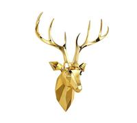 Captive Décoration murale tête de cerf décoration murale en forme de tête d'animal statue d'animal suspension murale sculpture murale géométrique en bois de cerf noir fausse taxidermie en résine