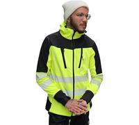 Capto Sweat à capuche réfléchissant haute visibilité pour hommes - Poches utilitaires pour téléphone et gadgets - coupe-vent Gilet d'équitation - Jaune/Noir - L