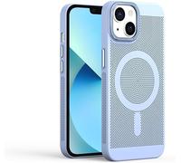 CAPTOR Coque colorée compatible pour MagSafe en silicone rigide pour iPhone 13, protection de haute qualité avec grille de ventilation, bord relevé pour écran et appareil photo (Light Luxury Blue)