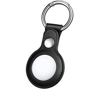 CAPTOR Porte-clés pour Apple AirTag 2021, étui en cuir avec crochet, tracker GPS anti-intelligence, coque de protection (Noir)