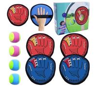 Capture Raquettes Balles Jeux, Balle Raquette Scratch Jeux, Balle Velcro Raquette Jouet, Enfants Lancer Catch Ball Jouet avec 4 Raquettes et 4 Balles pour 4 5 6 7 8 9 10 12 Ans Jeu Exterieur Enfant