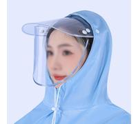 Capuche de pluie amovible avec double bord transparent conçue pour s'adapter aux casques. Imperméable et coupe-vent, adaptée en cas de forte pluie et de vent (bleu clair, taille 12XL)
