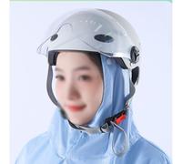 Capuche de pluie amovible avec double bord transparent, tissu imperméable et coupe-vent, conçue pour être utilisée par-dessus les casques par temps fort pluvieux ou venteux (bleu clair, taille 12XL)