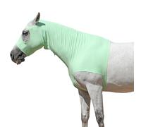 Capuche extensible pour cheval avec fermeture éclair, couverture intégrale du visage et du cou pour une protection contre les démangeaisons - Protège-crinière et bouclier anti-mouches Vert pâle Taille