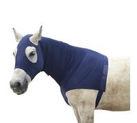 Capuche extensible pour cheval avec fermeture éclair, couverture intégrale du visage et du cou pour une protection contre les démangeaisons - Mane Braid Épaule et bouclier anti-mouches Bleu marine
